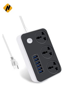 HuHa Universal Flat Plug，Power Socket with 6 Quick USB Port (5V 3.4A 17W) & 3 Outlets，6.5ft Heavy Duty Extension Cord  - Image 2