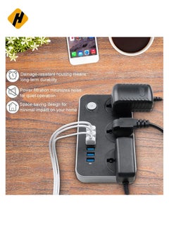 HuHa Universal Flat Plug，Power Socket with 6 Quick USB Port (5V 3.4A 17W) & 3 Outlets，6.5ft Heavy Duty Extension Cord  - Image 4