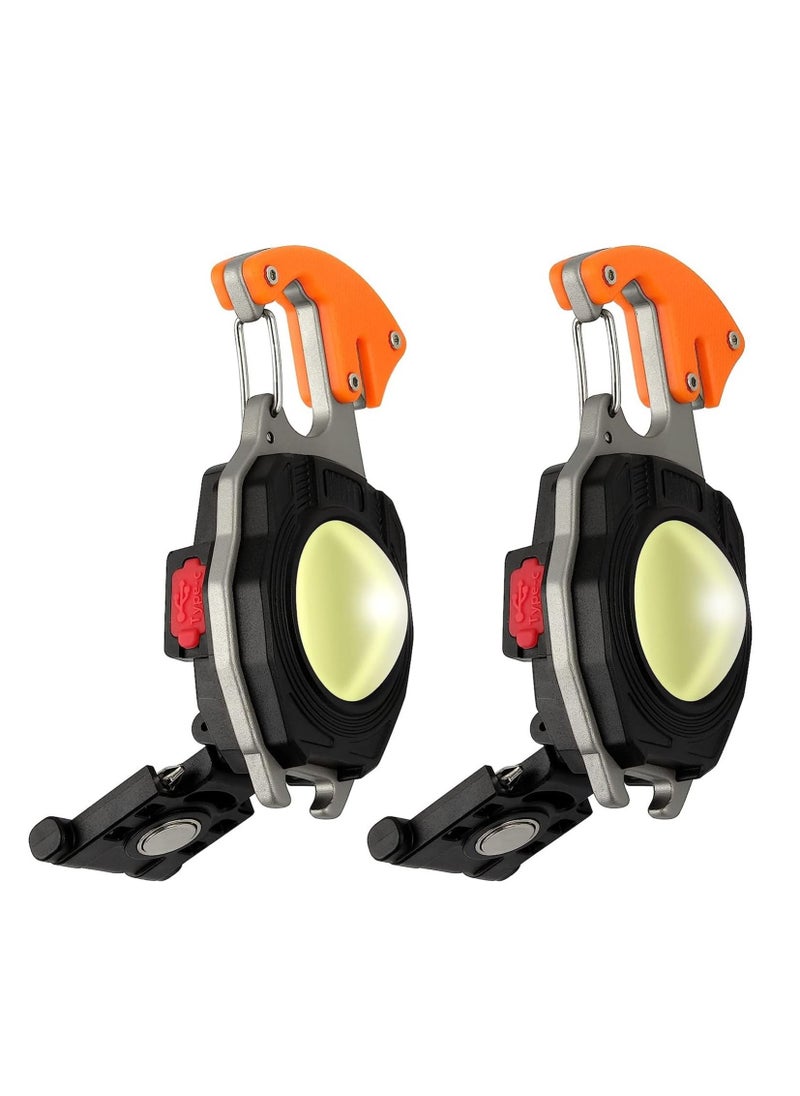 Generic Mini Portable Work Light 800 Lumen Rechargeable Torch Keyring Inspection Lights with Bottle Opener, Magnetic Base, for Camping/Repairing/Emergency (2 Pieces)  - Image 1