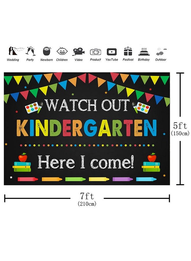 Aperturee Kindergarten Back To School Backdrop 7X5Ft Watch Out Here I Come First Day Of School Preschool Photography Background Kids Classroom Party Decoration Supplies Banner Photo Booth Studio Prop  - Image 4