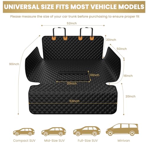 BONTHEE Waterproof SUV Cargo Liner for Dogs - Pu Leather Pet Car Seat Cover Protector with Bumper Flap, Non-Slip Backseat Mat for SUVs, Sedans, Vans Trunk | Easy Clean, Scratch Resistant (Black, Extra Large) - Image 3
