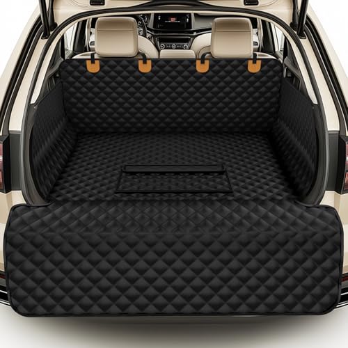 BONTHEE Waterproof SUV Cargo Liner for Dogs - Pu Leather Pet Car Seat Cover Protector with Bumper Flap, Non-Slip Backseat Mat for SUVs, Sedans, Vans Trunk | Easy Clean, Scratch Resistant (Black, Extra Large) - Image 1