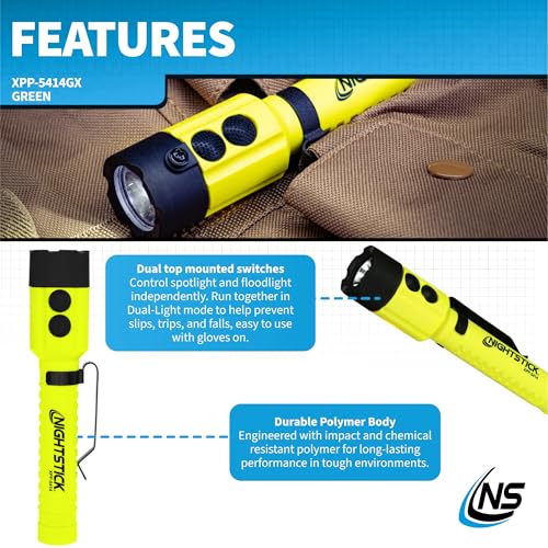 Nightstick XPP-5414GX Intrinsically Safe Dual-Light Flashlight w/Magnet-2 AA (not Included) -Green-UL913 / ATEX, Multicolor - Image 3