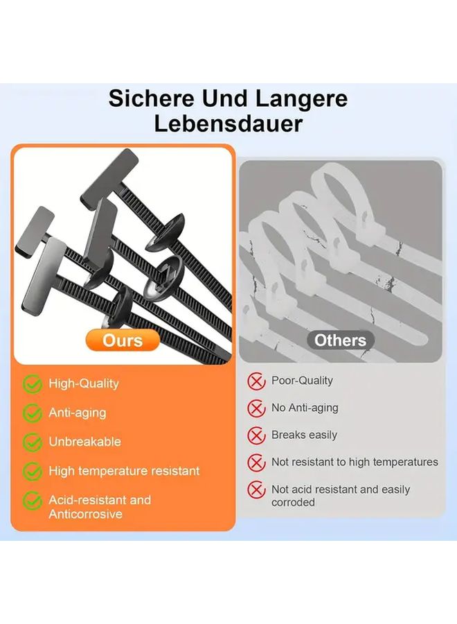 50 Durable Self Locking Nylon Zip Ties with Black Slider Heads for Outdoor Home Organization - Image 2