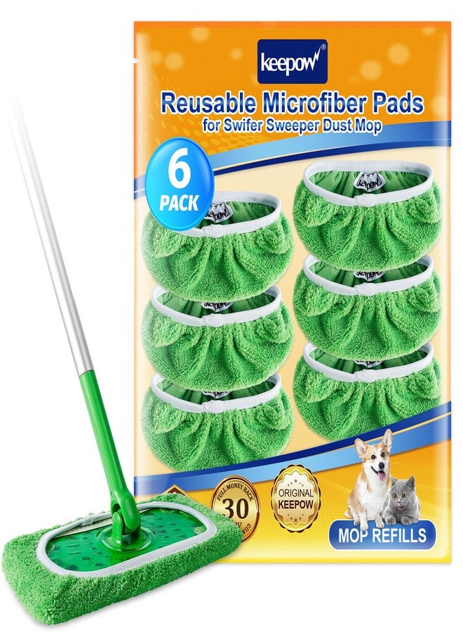 KEEPOW Reusable Wet Pads Refills Compatible with Swiffer Sweeper Mop, Dry Sweeping Cloths, Microfiber Wet Mopping Cloths for Hardwood Floor Cleaning, 6 Pack (Mop is Not Included) - Image 1