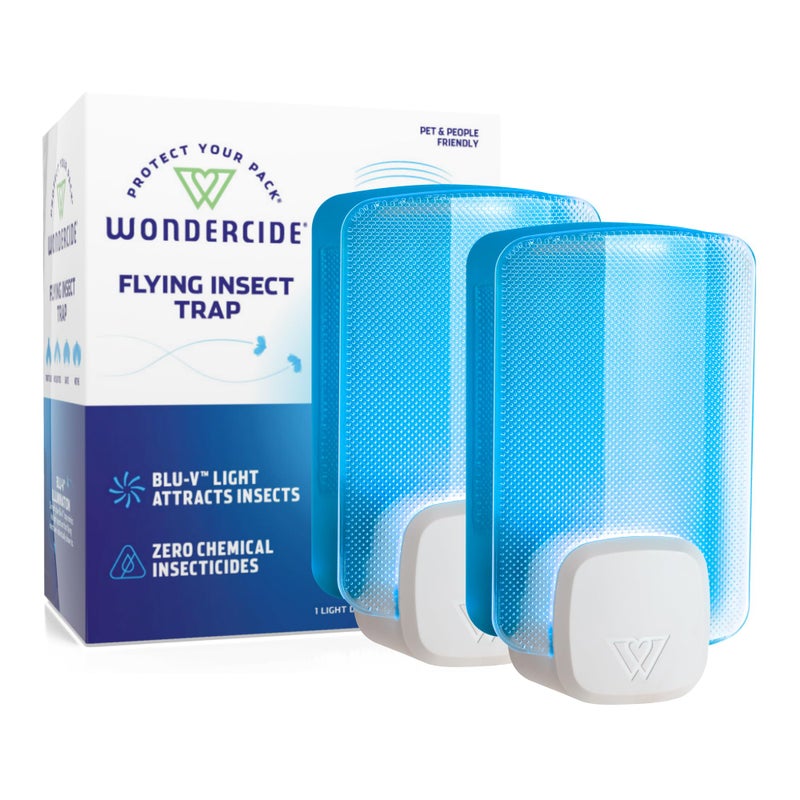 Wondercide - Flying Insect and Fly Trap - Indoor Bug Catcher for Fruit and House Flies, Gnats, Moths, and Mosquitoes - Starter Kit for Home and Kitchen - 1 Plug-in Light and 1 Cartridge - Image 1