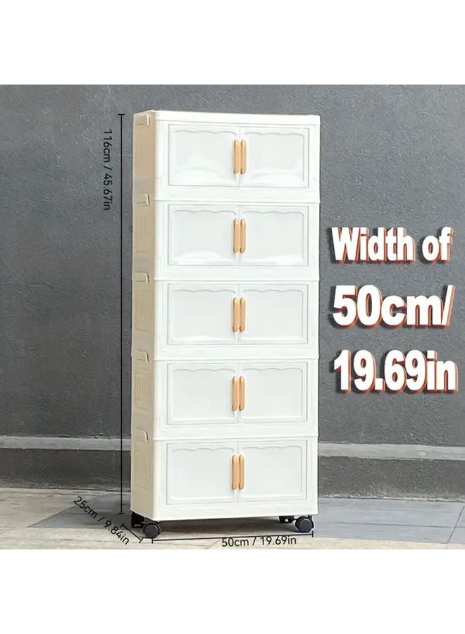 19 69 Inch Wide Transparent 4 Layer Flip Top Storage Cabinet With Doors And Drawers - Image 3