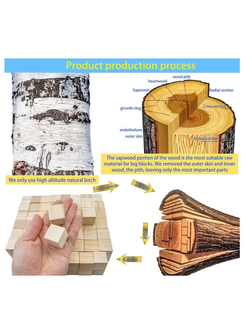 50 Pieces 2.5cm Wooden Cubes, Solid Wooden Blocks, Blank Wood Square Blocks, Puzzle Making Premium Natural Solid Wood Wooden Block Set for Painting Decorating Crafting DIY Projects - Image 3