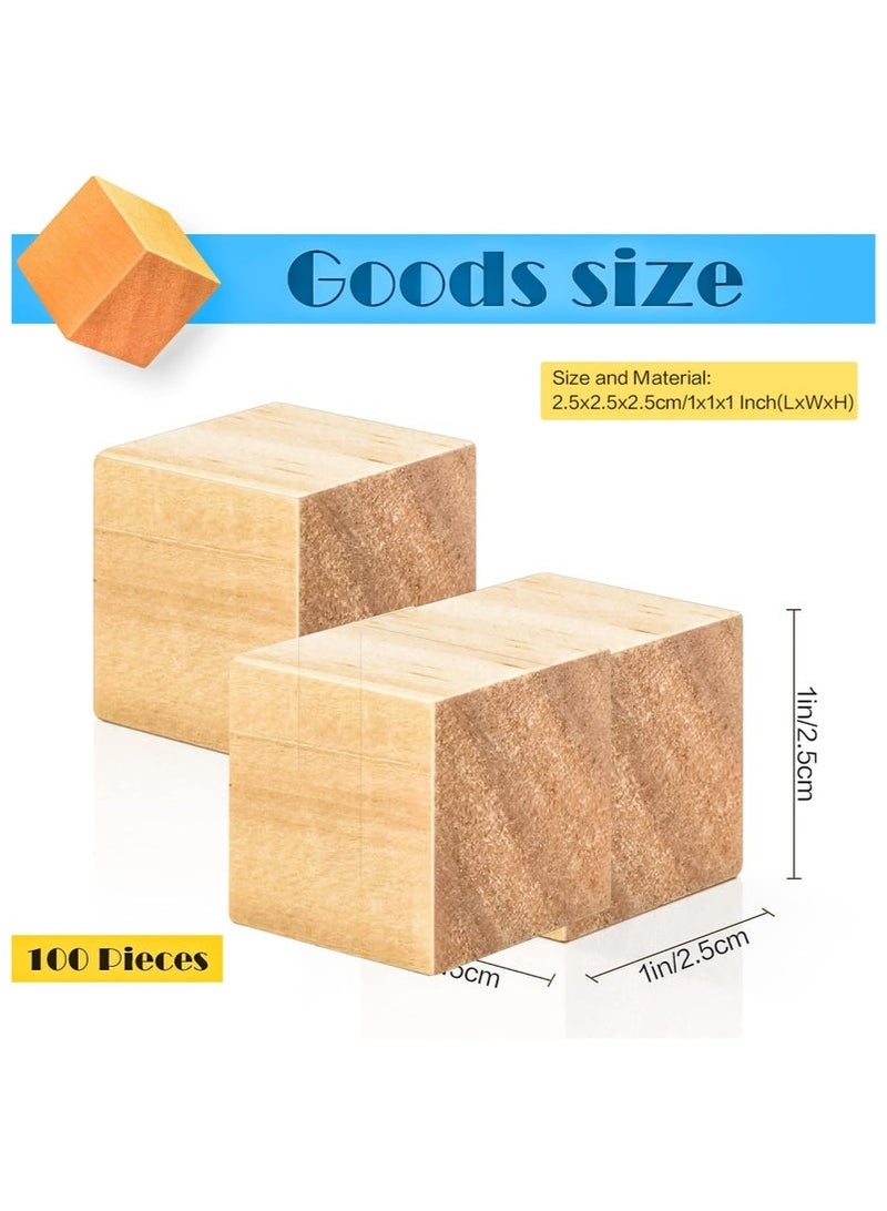 50 Pieces 2.5cm Wooden Cubes, Solid Wooden Blocks, Blank Wood Square Blocks, Puzzle Making Premium Natural Solid Wood Wooden Block Set for Painting Decorating Crafting DIY Projects - Image 2