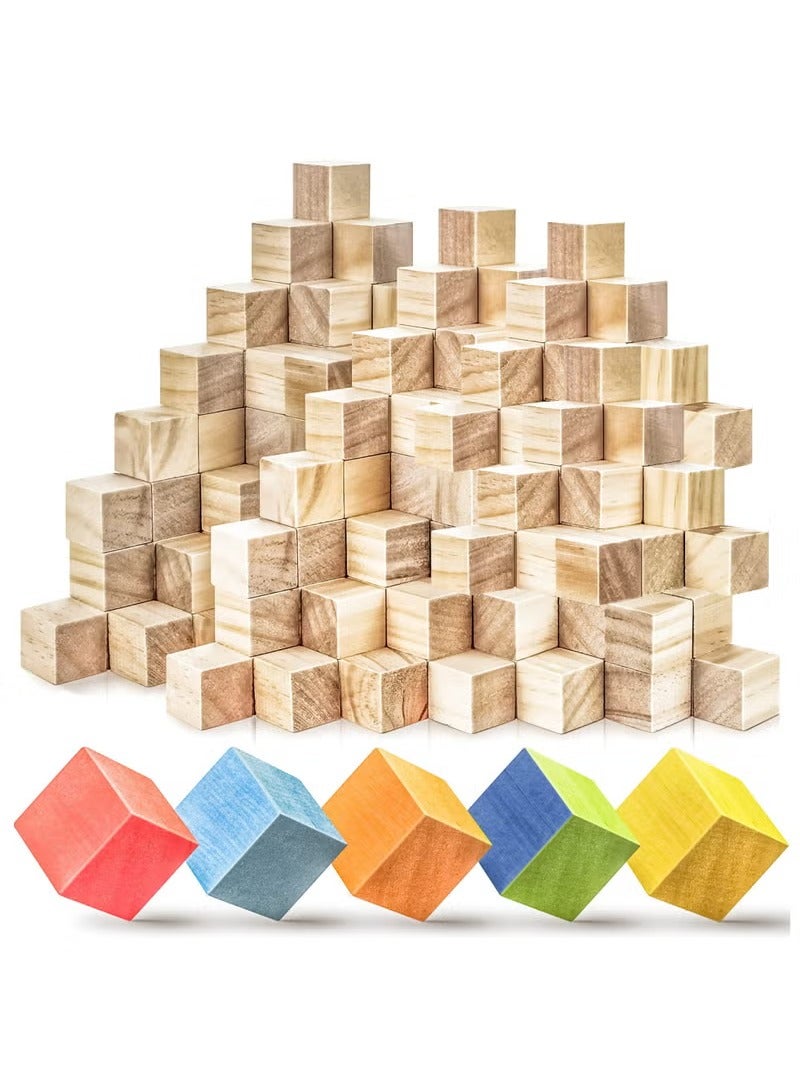 50 Pieces 2.5cm Wooden Cubes, Solid Wooden Blocks, Blank Wood Square Blocks, Puzzle Making Premium Natural Solid Wood Wooden Block Set for Painting Decorating Crafting DIY Projects - Image 1