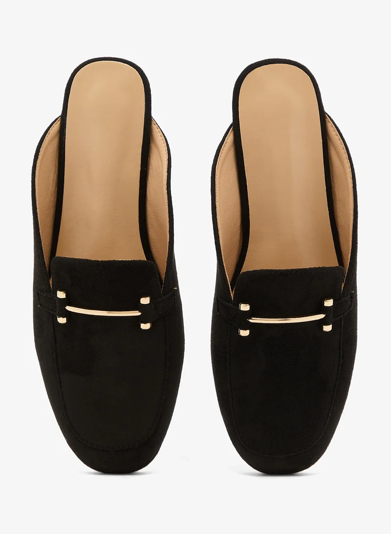 Ella Black Mules With Gold Buckle for Women | Best Price UAE