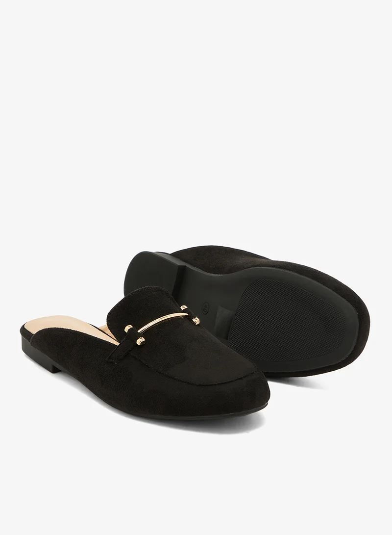 Ella Black Mules With Gold Buckle for Women | Best Price UAE