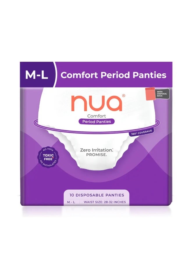 Nua Disposable Period Pantie for Women, Ultra-Absorbent & Zero Irritation Period Underwear – M-L (Pack of 10) - Image 1
