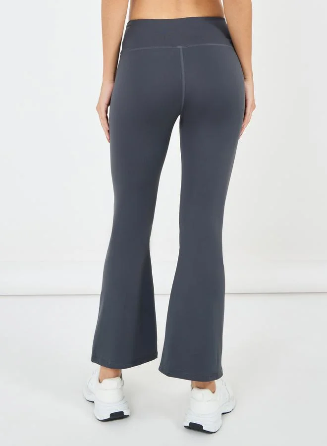 Styli Fleece Broad Waistband Flared Leggings
