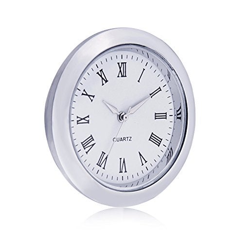 ShoppeWatch Mini Clock Insert 1 7/16" (35mm) Quartz Movement | Miniature Clock Face Insert | Small Round Fit Up White Face Silver Tone Bezel Roman Numerals CK097SL - Image 4