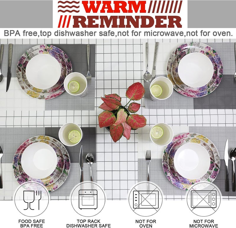DAPOTO Melamine Dinnerware Set for 4-16 Pcs:Camping Dishes Set with Dinner Plates,Salad Plates,Cups and Bowls.Lightweight and Unbreakable.Indoor and Outdoor Use. - Image 4