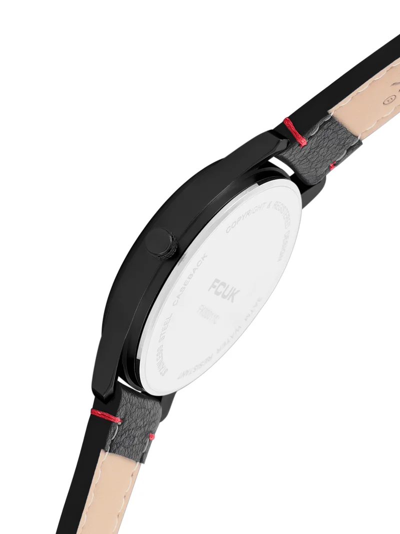 فرنش كونكشن French Connection Men's Analog Watch With Black Leather Strap -44 mm - FK00011C