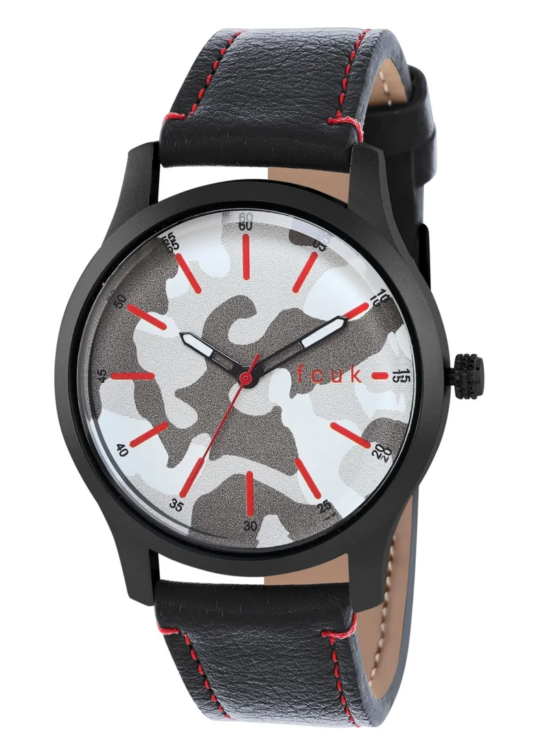 فرنش كونكشن French Connection Men's Analog Watch With Black Leather Strap -44 mm - FK00011C