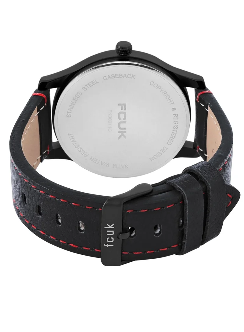 فرنش كونكشن French Connection Men's Analog Watch With Black Leather Strap -44 mm - FK00011C