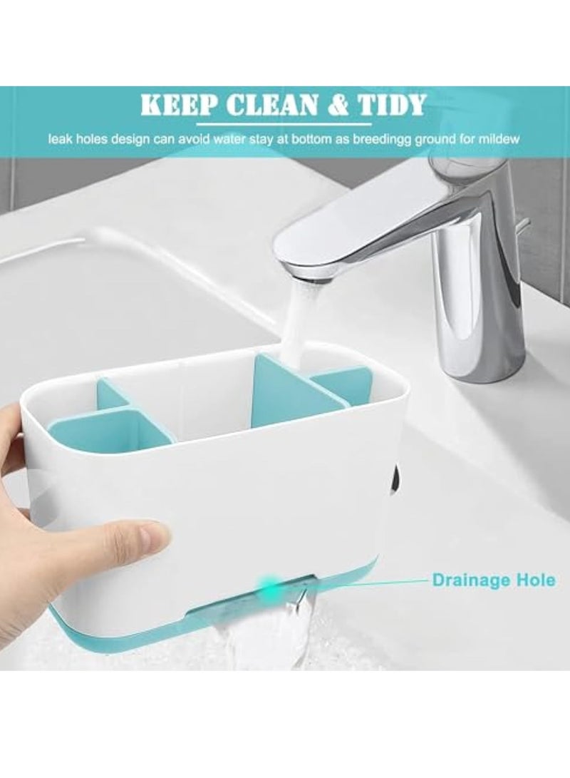 Arabest Toothbrush and Toothpaste Holder,Bamboo Divider Toothbrush Holder with Drainage,Large Electric Toothbrush and Toothpaste Organizer Caddy for Bathroom Vanity,Sink,Countertop (Blue)  - Image 3