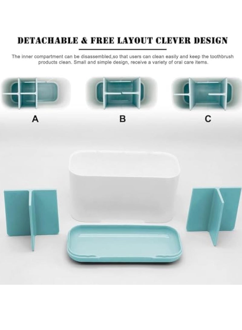 Arabest Toothbrush and Toothpaste Holder,Bamboo Divider Toothbrush Holder with Drainage,Large Electric Toothbrush and Toothpaste Organizer Caddy for Bathroom Vanity,Sink,Countertop (Blue)  - Image 4