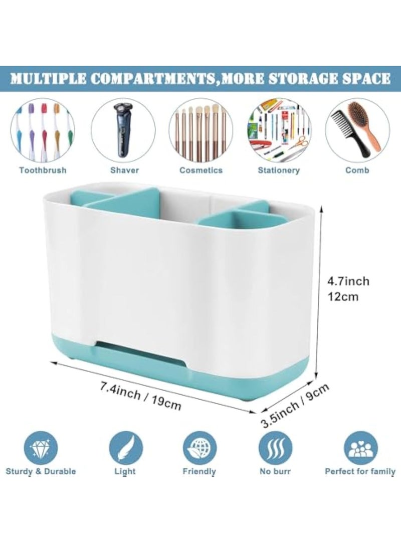 Arabest Toothbrush and Toothpaste Holder,Bamboo Divider Toothbrush Holder with Drainage,Large Electric Toothbrush and Toothpaste Organizer Caddy for Bathroom Vanity,Sink,Countertop (Blue)  - Image 5