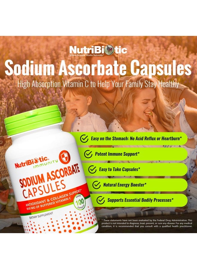 NutriBiotic - Sodium Ascorbate Buffered Vitamin C Capsules, 100 Ct | Vegan, Non-Acidic & Easier on Digestion Than Ascorbic Acid | Essential Immune Support & Antioxidant Supplement | Gluten & GMO Free - Image 2
