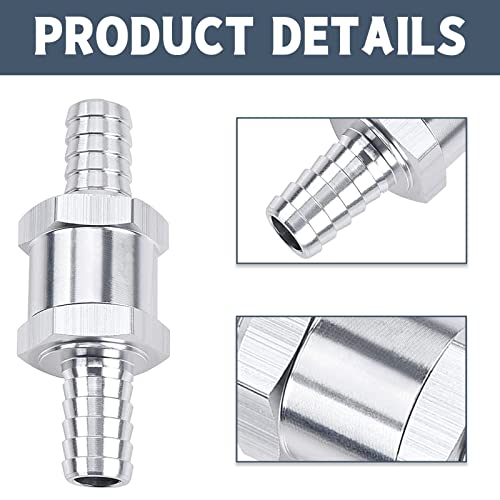 GSTP 2 Packs 1/2" 12mm Aluminium Alloy Non Return One Way Fuel Line Check Valve Sliver - Image 4