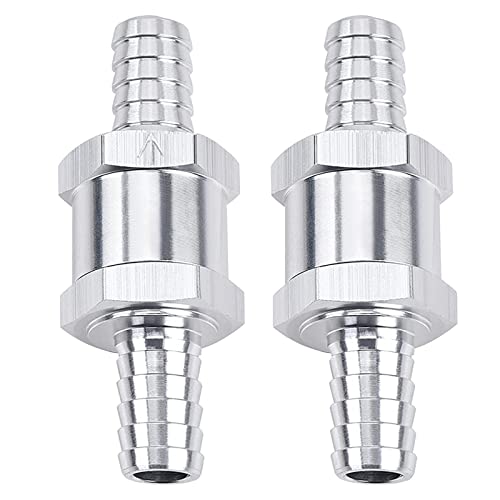 GSTP 2 Packs 1/2" 12mm Aluminium Alloy Non Return One Way Fuel Line Check Valve Sliver - Image 1