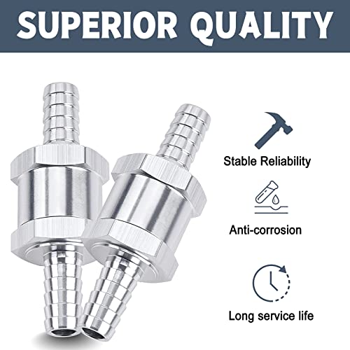 GSTP 2 Packs 1/2" 12mm Aluminium Alloy Non Return One Way Fuel Line Check Valve Sliver - Image 3