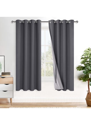 XWZO Full Shading Blackout Curtains 72 Inches Length - Heat and Light Blocking Ring Top Window Drapes with Black Liner Backing for Bedroom Sewn with Tiebacks  Dark Grey  W52 x L72  Set of 2 - pzsku/Z37D69CD2BE796E2A7A4CZ/45/1749667594/94a0ae2a-8a48-4e75-9685-42b0c3910f9b