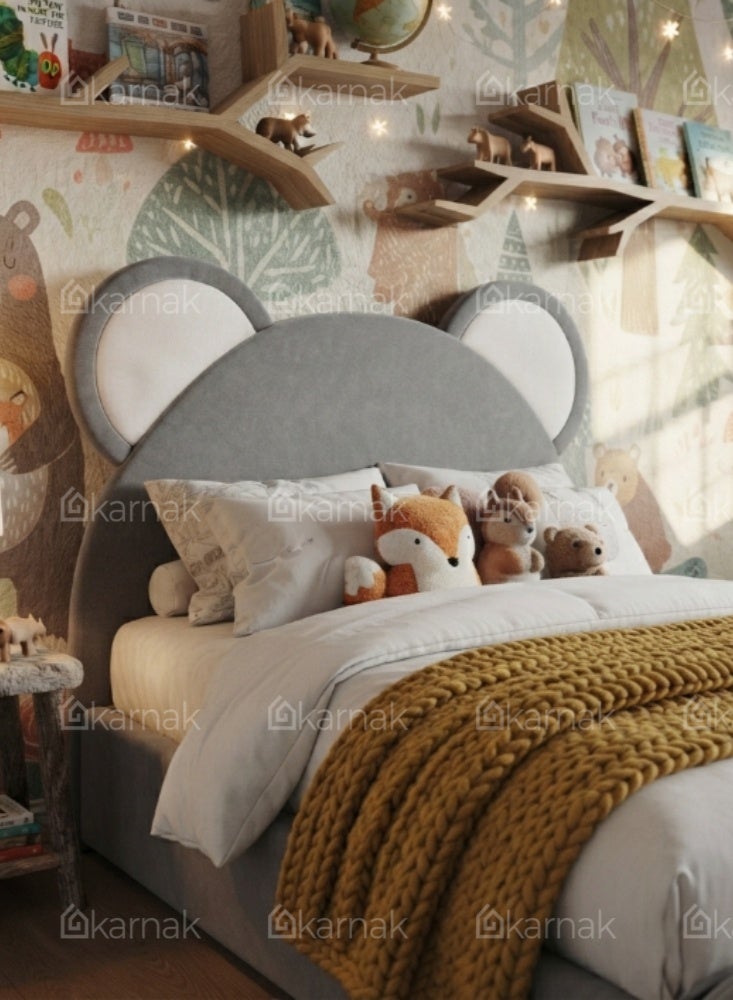 KARNAK Bearvia Bear Upholstered Bed – Grey - Image 2
