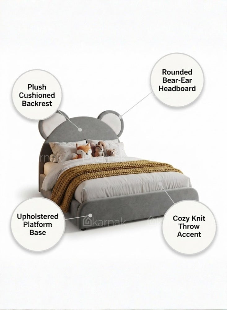 KARNAK Bearvia Bear Upholstered Bed – Grey - Image 4