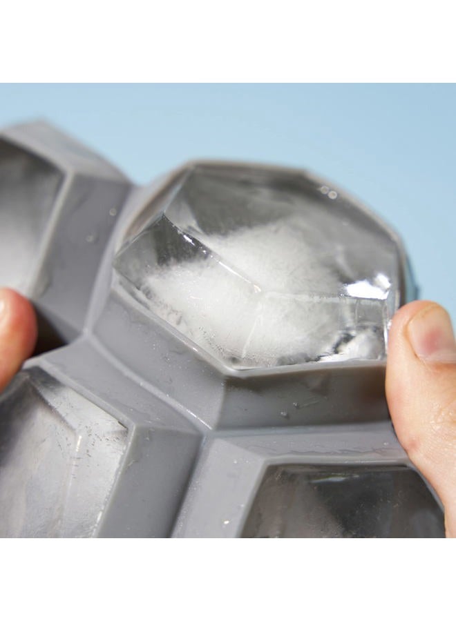 True Zoo Jumbo Diamond, Silicone Mold Tray for Cocktails Makes 4 Ice Cube, Set of 1, Silver - Image 4
