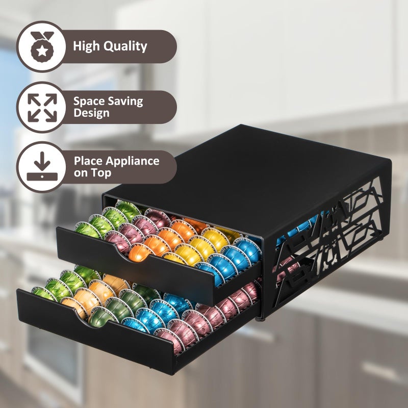 Rice rat for Nespresso Pods Holder Vertuo Pod Holder for Vertuoline Capsules (100 pods-2tiers) - Image 3