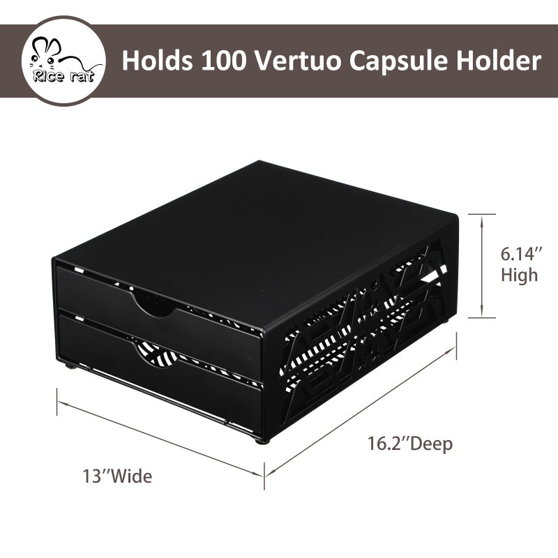 Rice rat for Nespresso Pods Holder Vertuo Pod Holder for Vertuoline Capsules (100 pods-2tiers) - Image 2