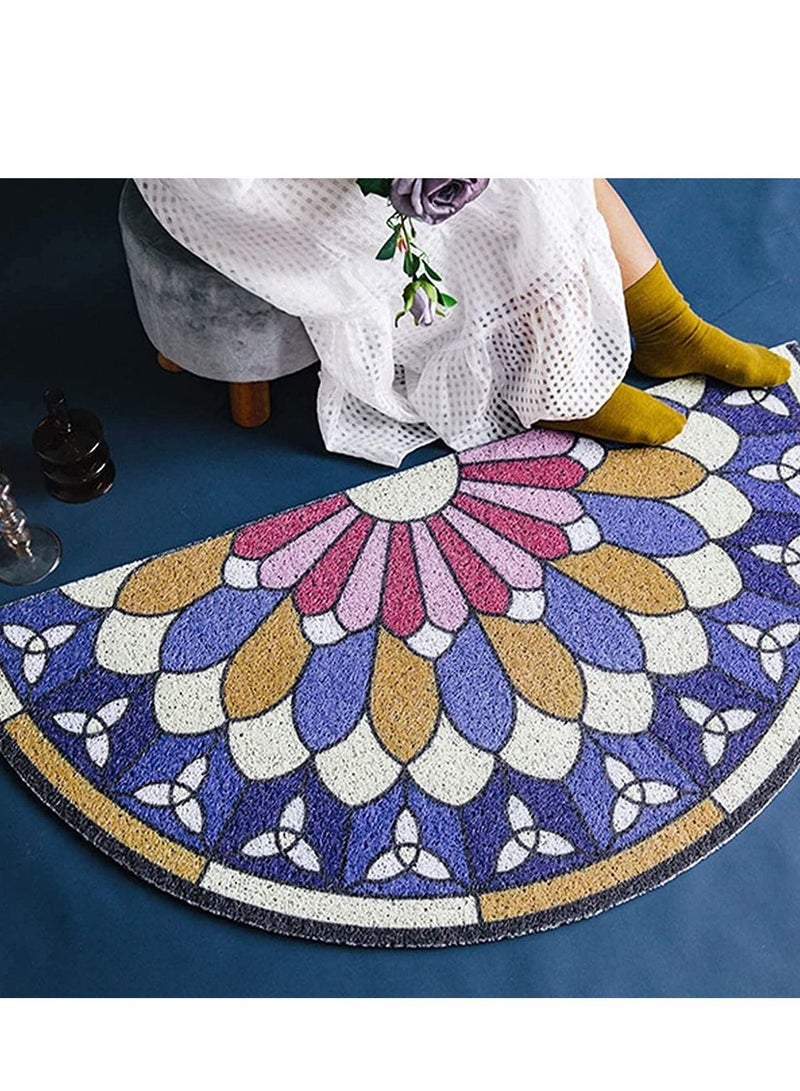Captaintech Doormat Coil Semicircle Household Chic Creative Floor Mat Door Carpet Foot Pad for Bathroom Doorway Entrance for Sofa Living Room Bedroom Bathroom Home Decor, 1Pc - Image 1