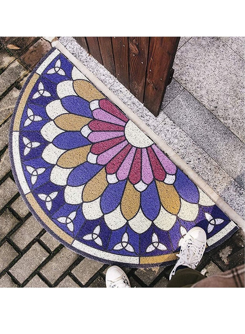 Captaintech Doormat Coil Semicircle Household Chic Creative Floor Mat Door Carpet Foot Pad for Bathroom Doorway Entrance for Sofa Living Room Bedroom Bathroom Home Decor, 1Pc - Image 2