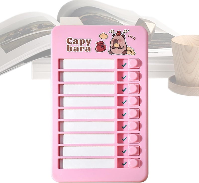 Capybara Pink Daily Routine Chart for Kids Behavior Board Task Board - Image 1