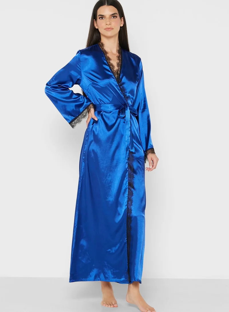 Khizana Solid Lace Robe