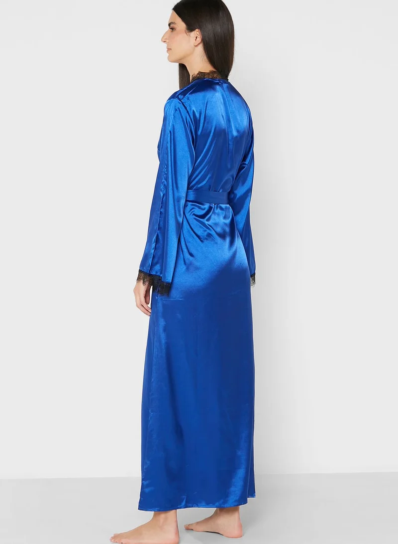 Khizana Solid Lace Robe