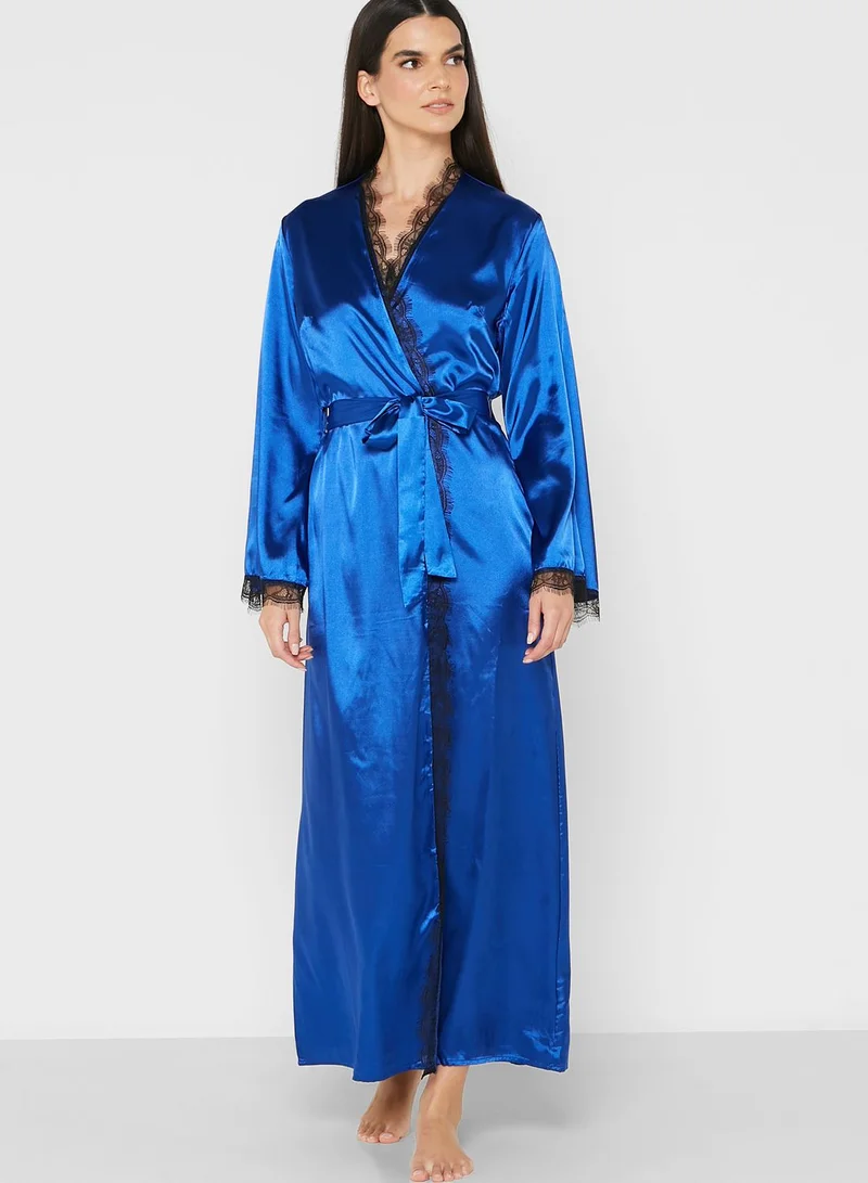 Khizana Solid Lace Robe