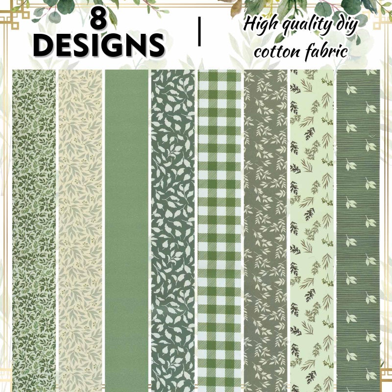Bolsome 40 Pcs Sage Green Floral Cotton Jelly Fabric Strips Spring Sage Leaves Fabric Strips for Quilting Crafting Precut Patchwork for Gift Sewing DIY Crafts - Image 4