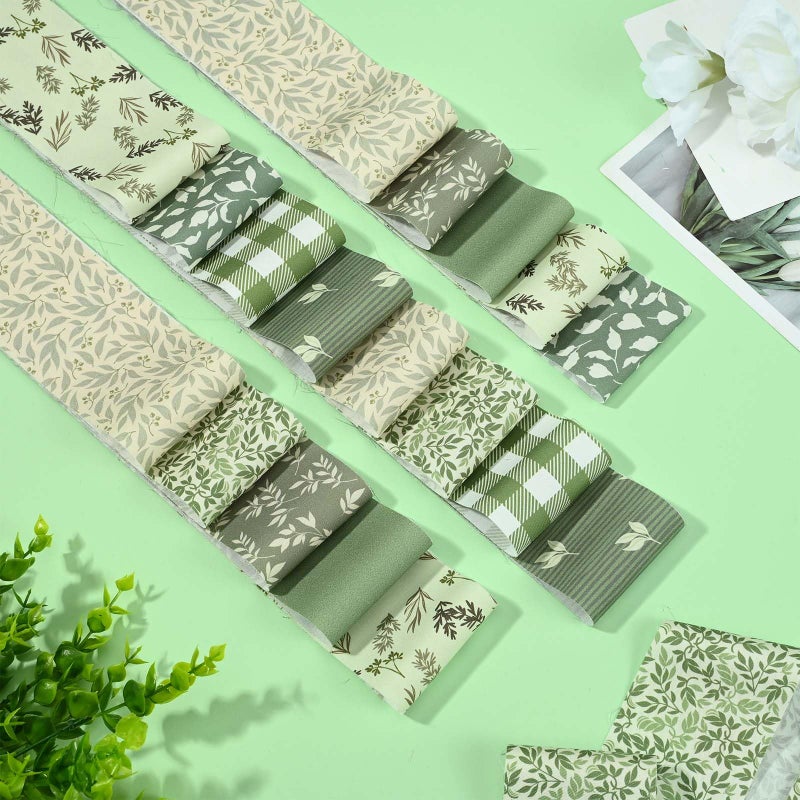 Bolsome 40 Pcs Sage Green Floral Cotton Jelly Fabric Strips Spring Sage Leaves Fabric Strips for Quilting Crafting Precut Patchwork for Gift Sewing DIY Crafts - Image 5