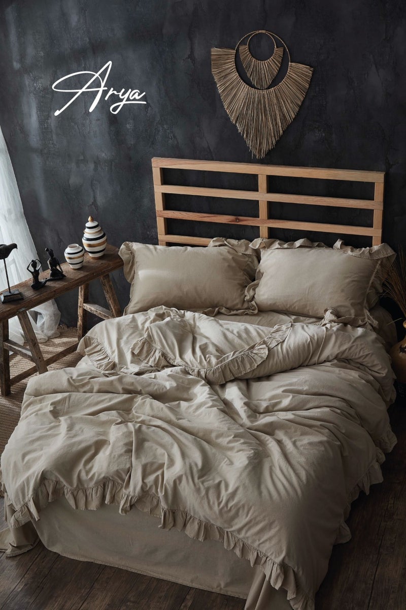Marla Home Arya Stonewashed Cotton Ruffle Duvet Cover Set Double  - Image 1