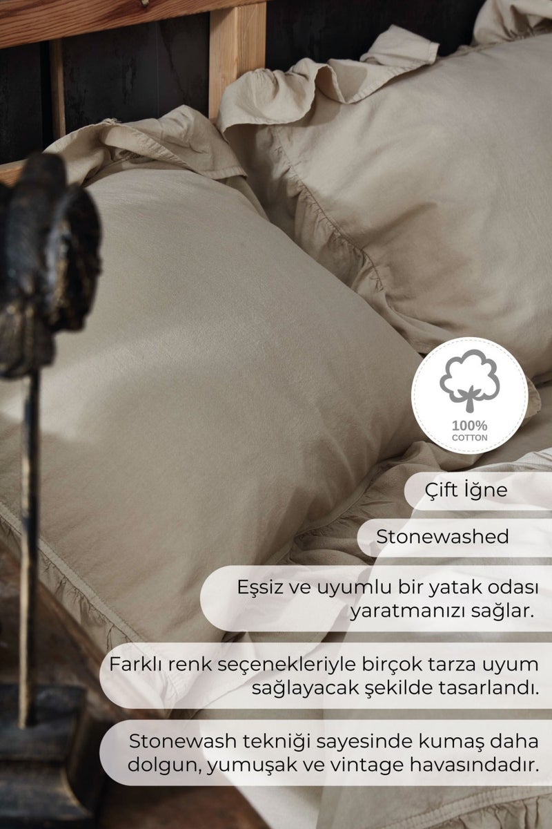 Marla Home Arya Stonewashed Cotton Ruffle Duvet Cover Set Double  - Image 3