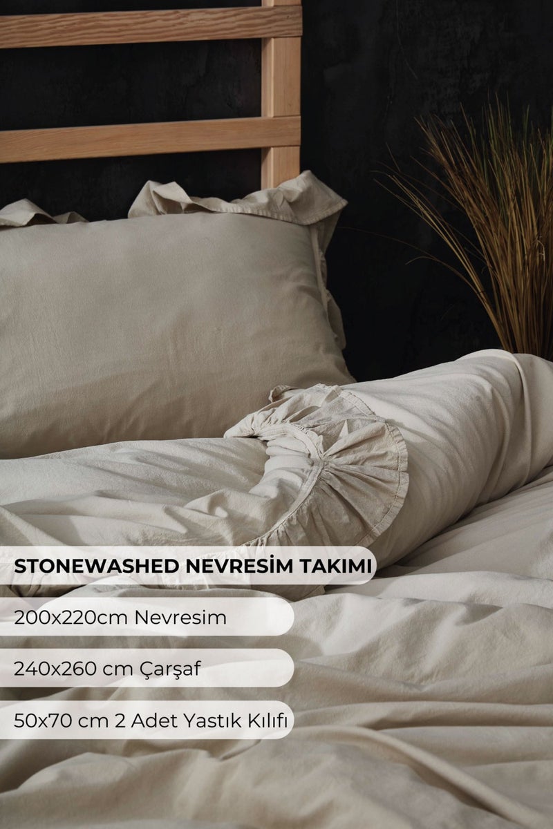 Marla Home Arya Stonewashed Cotton Ruffle Duvet Cover Set Double  - Image 2