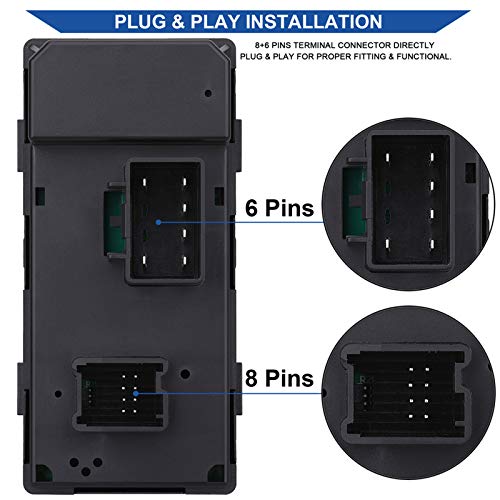 AiYiGu Driver Side Power Window Switch & 3 Pcs Passenger Window Switches, Compatible with 07-13 Chevy Silverado/GMC Sierra 1500 2500HD 3500HD/10-13 Yukon/09-16 Chevrolet Traverse/08-11 HHR - Image 3