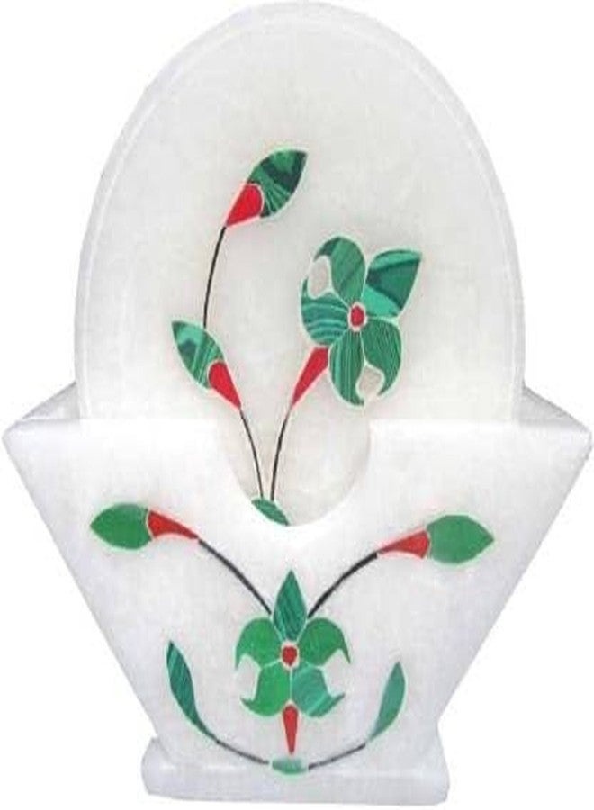 Pooja Creation Tea Coaster with Inlay Work, White Marble Handicarfts Item - Image 1