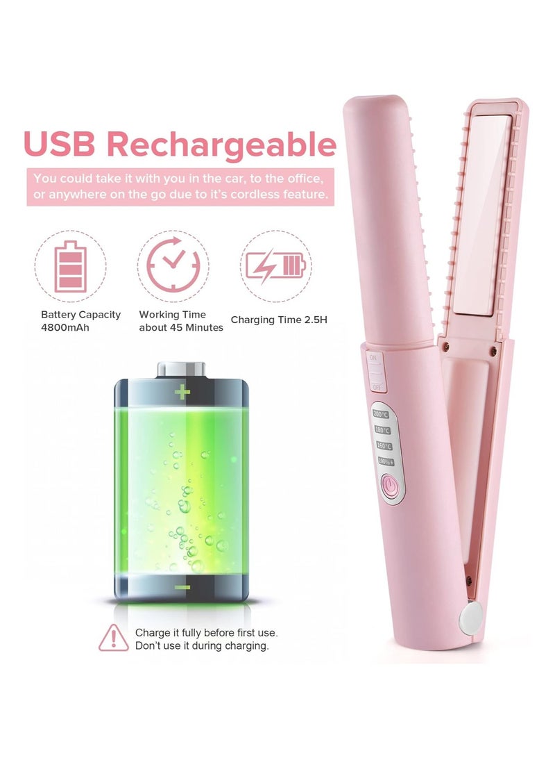 general Cordless Mini Hair Straightener, Cordless Portable Hair Straightener, 2-in-1 Portable Hair Straightener and Curler, USB-C Rechargeable Hair Straightener with 4800mA Battery, Adjustable Temperature - Image 3